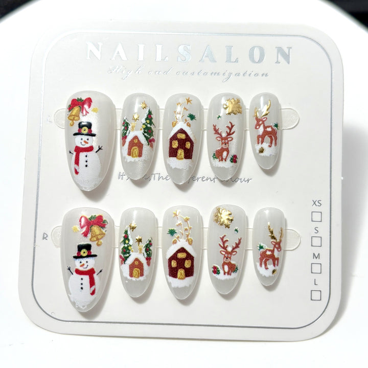 Festive Holiday-Themed Press-On Nail Set