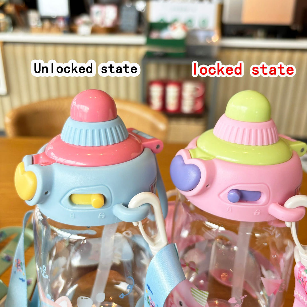 Women's transparent drinking bottle with ergonomic carrying handle and integrated straw Stornfield