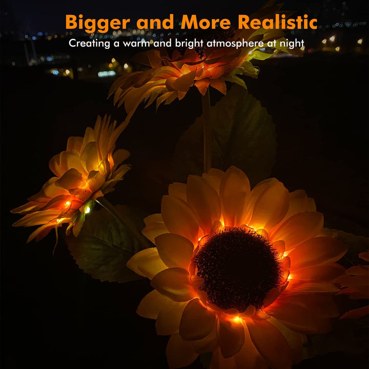 Solar-Powered Outdoor Garden Stake Lights With Realistic Sunflower Blooms And Waterproof Solar Controller Stornfield