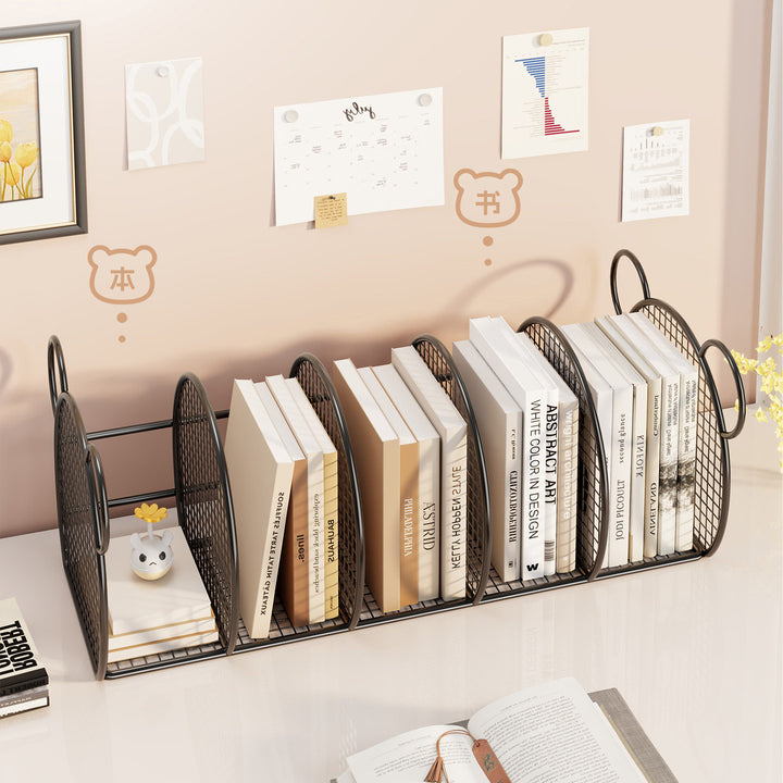 Desk Mesh Multi-Slot Book and File Organizer with Arched Dividers