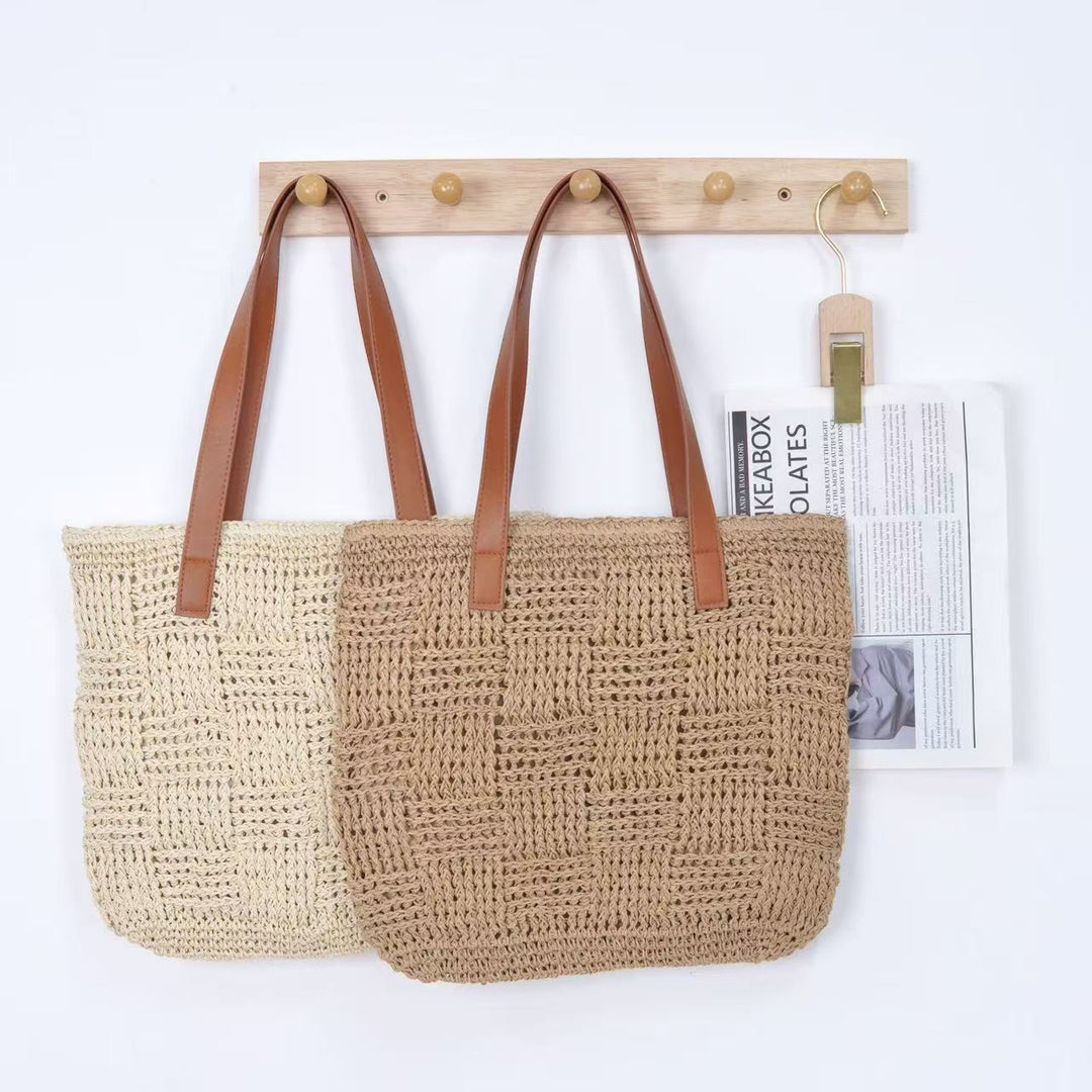 Basket bag with sturdy leather handles Stornfield