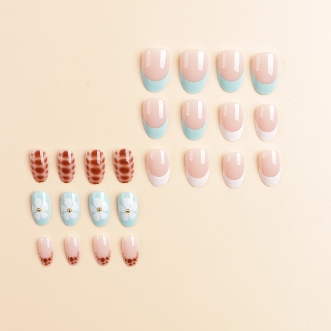 Artistic Floral Acrylic Press-On Nail Set Stornfield
