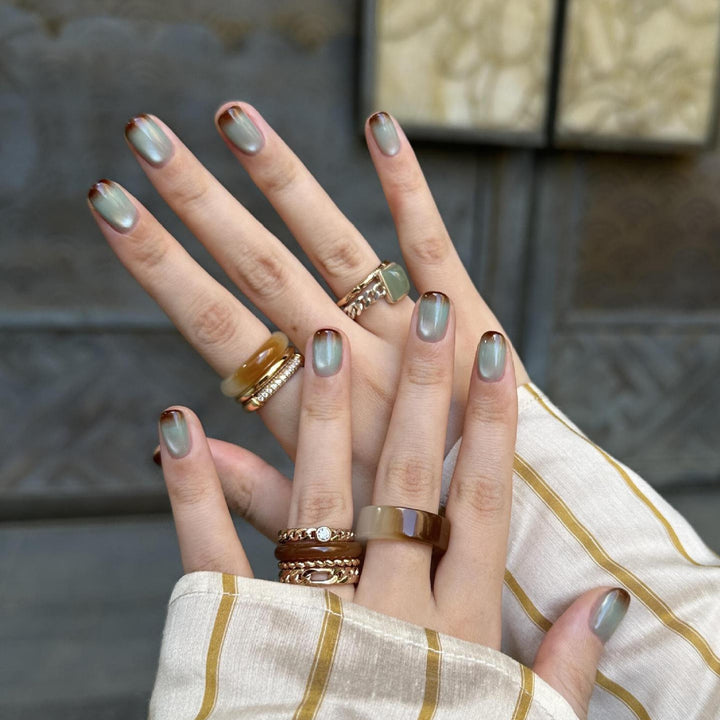 Glamorous Artificial Nails in Elegant French-Style Stornfield