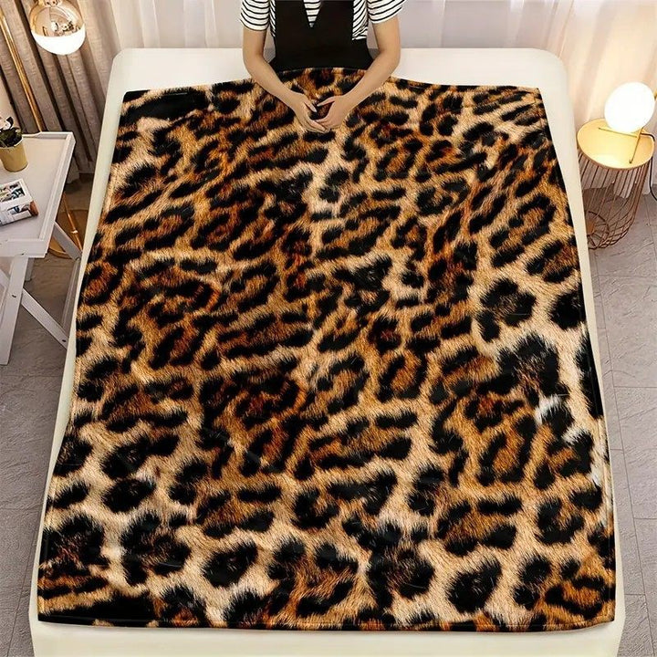 Plush Leopard Print Throw Blanket