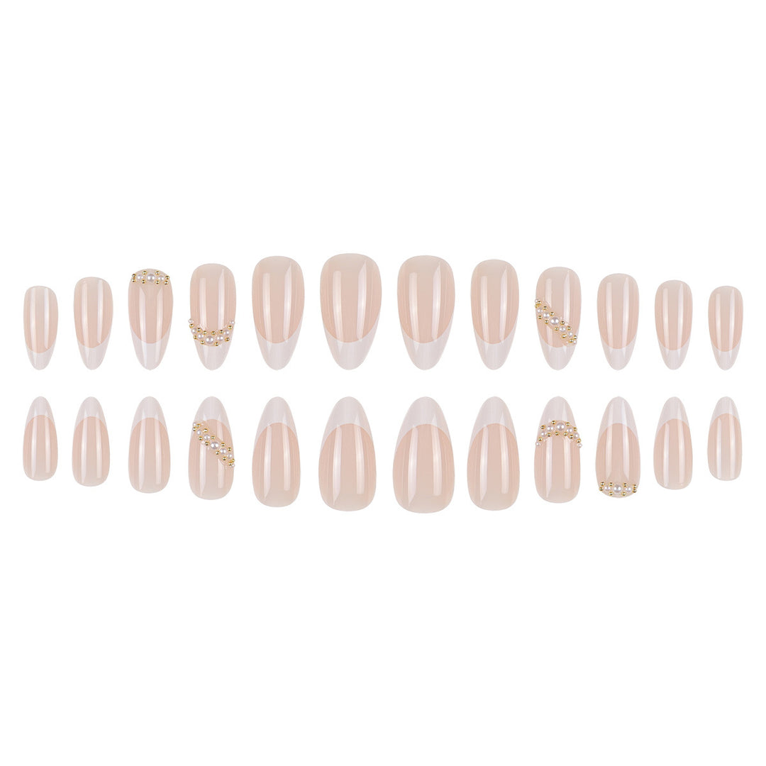 Elegant Stiletto Press-On Nails with Pearl and Rhinestone Accents Stornfield