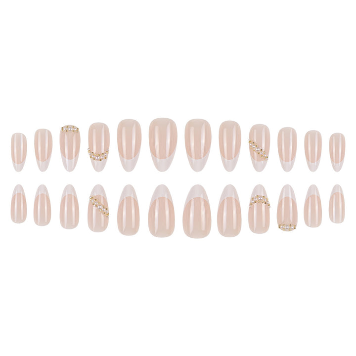 Elegant Stiletto Press-On Nails with Pearl and Rhinestone Accents Stornfield