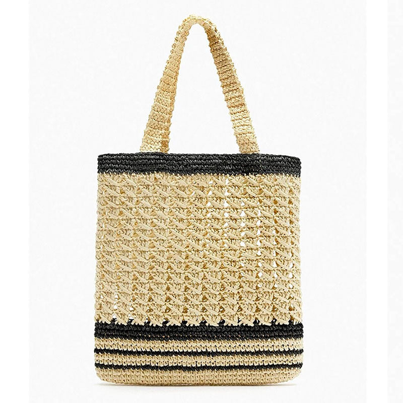 Handcrafted basket bag with modern striped design Stornfield