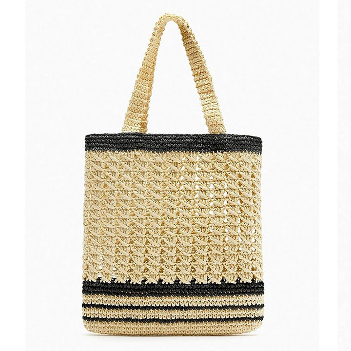 Handcrafted basket bag with modern striped design Stornfield