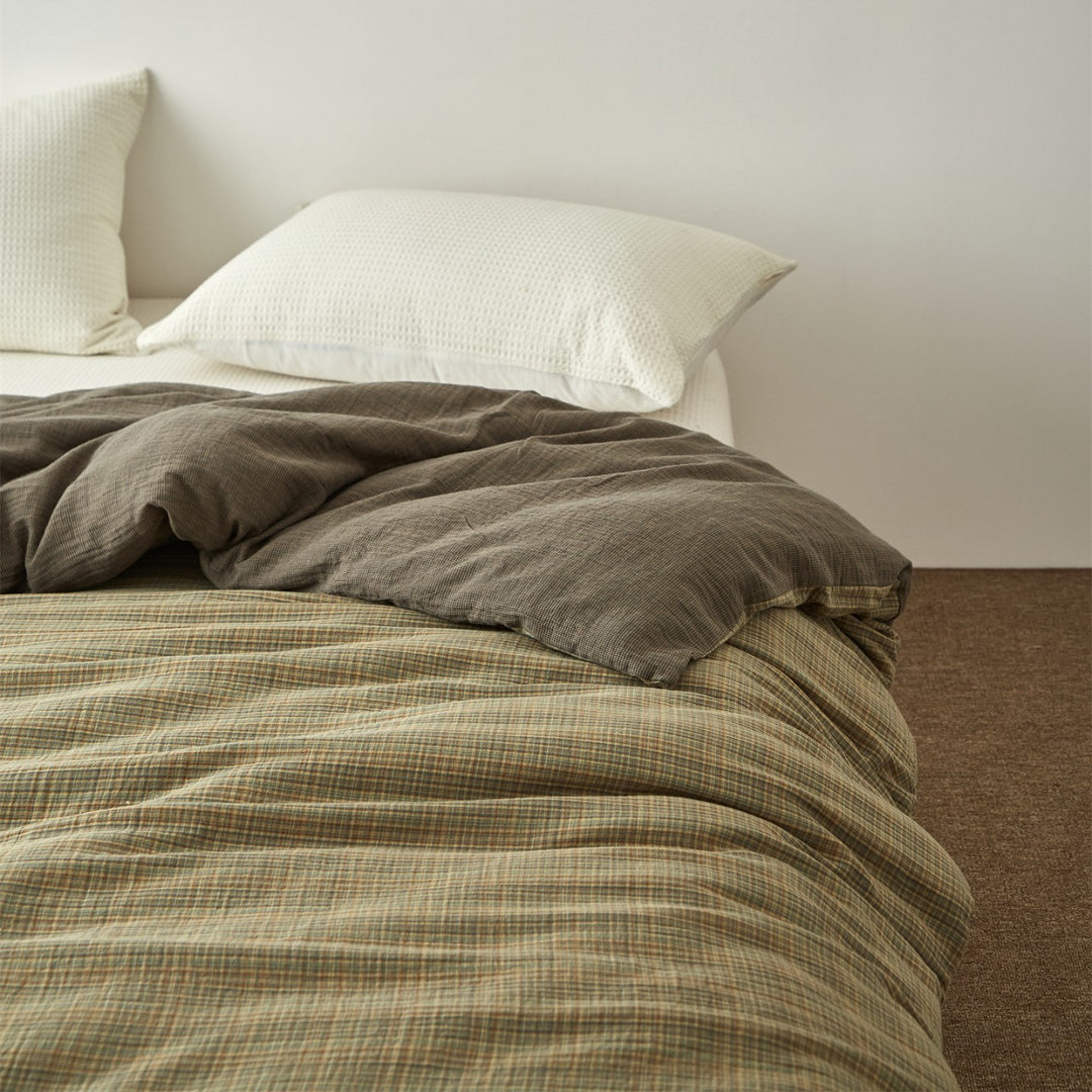 Washed Crinkle Linen-Blend Textured Duvet Cover