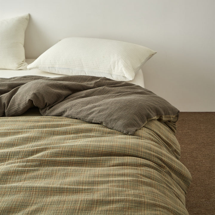 Washed Crinkle Linen-Blend Textured Duvet Cover