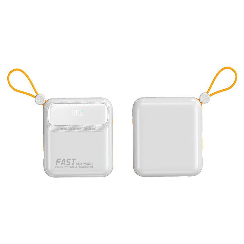 Compact power bank with integrated cable management and digital charge level display Stornfield