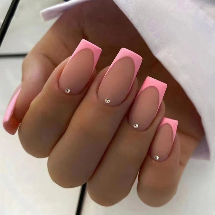 Nail set with elegant French design and glitter accents Stornfield