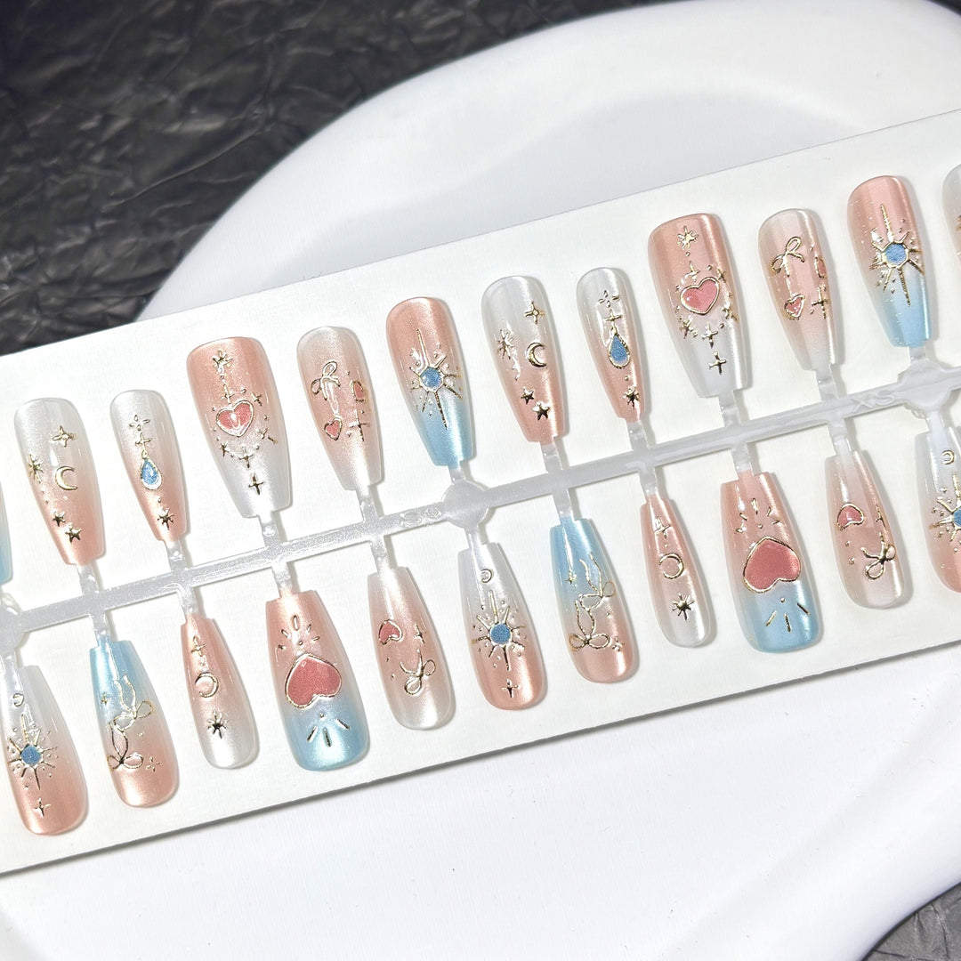 Celestial-Themed Press-On Nail Art Set