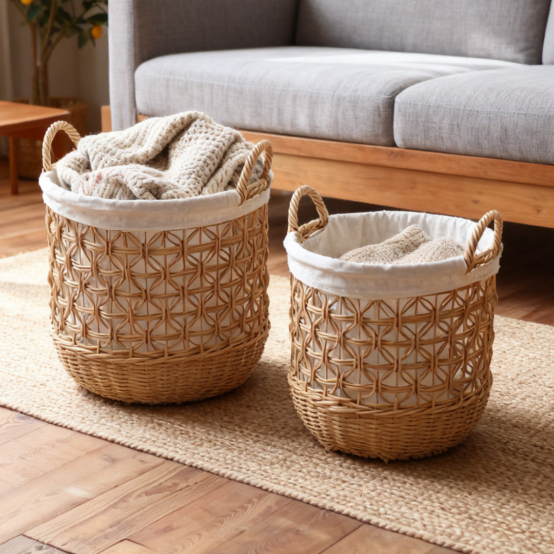 Handwoven storage basket made of natural material Stornfield