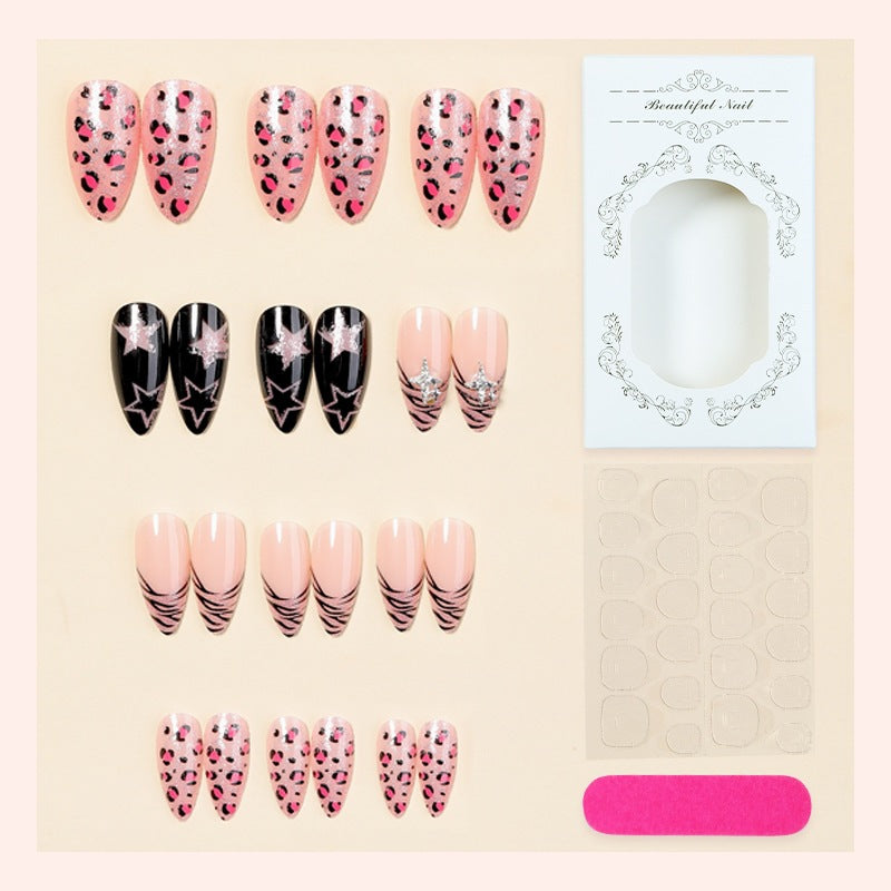Creative nail art set with leopard and glitter accents Stornfield
