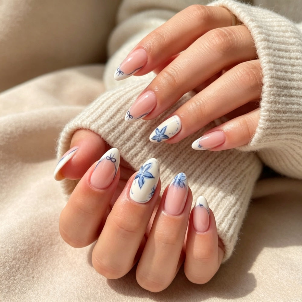 Floral Decorative Gel Nail Extensions