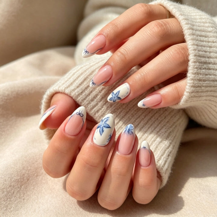 Floral Decorative Gel Nail Extensions