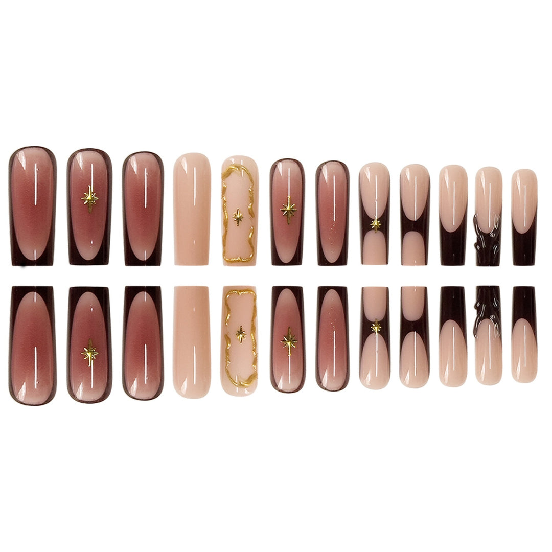 Luxurious Statement Stiletto Press-On Nails with Gold Accents Stornfield