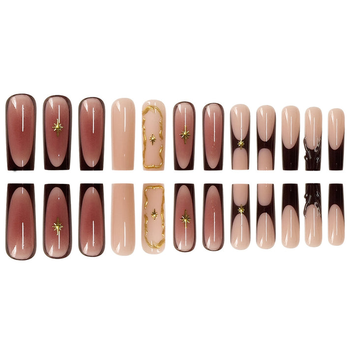Luxurious Statement Stiletto Press-On Nails with Gold Accents Stornfield