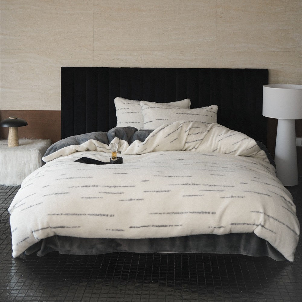 Plush Velvet Duvet Cover & Comforter Set with Subtle Striation Pattern