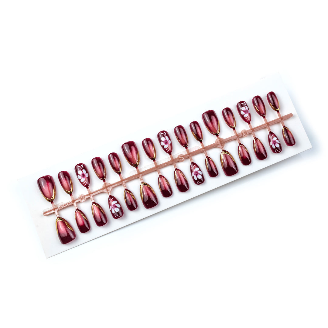 Elegant Floral Accent Press-On Nail Art Set Stornfield