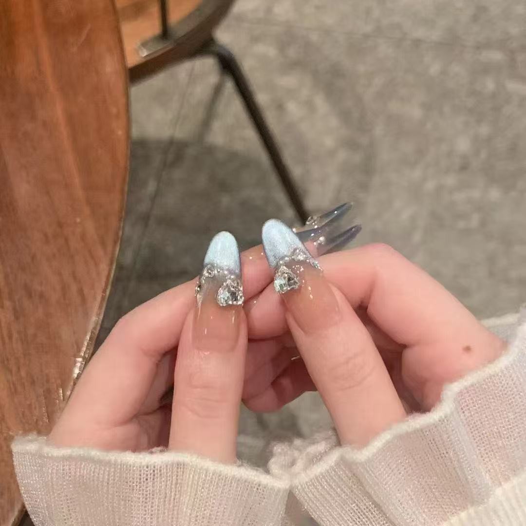 Elegant Crystal-Embellished Press-On Nails Stornfield