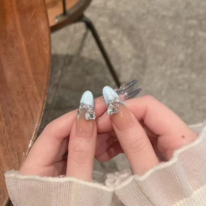 Elegant Crystal-Embellished Press-On Nails Stornfield