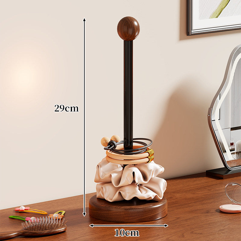 Vertical Wooden Hair Scrunchie and Bracelet Organizer Stand