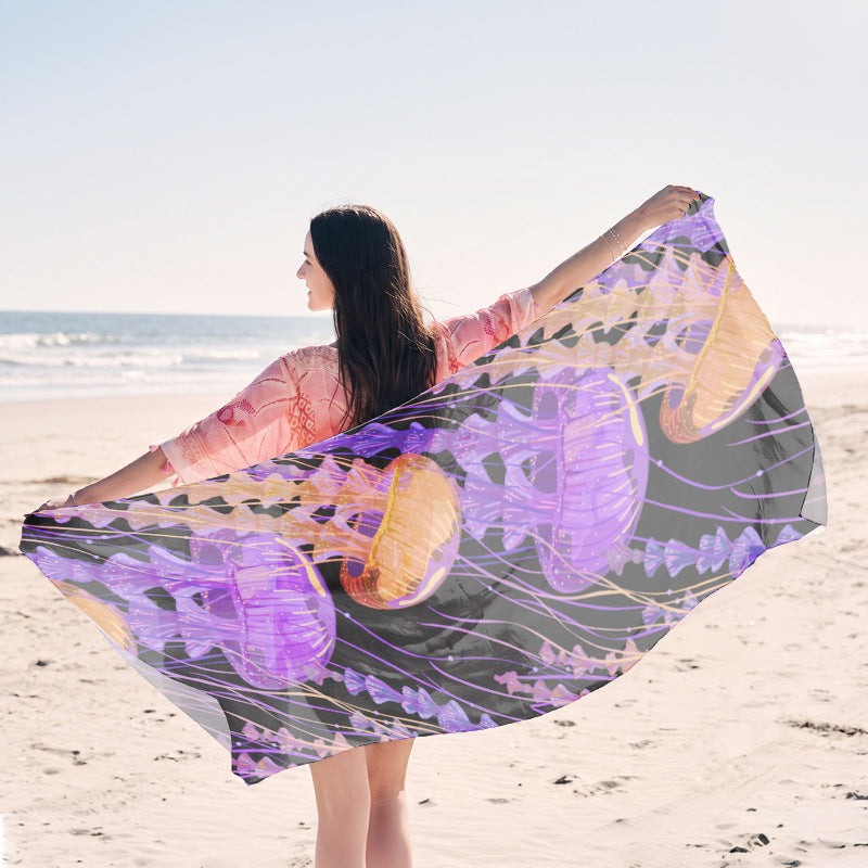 light beach towel with creative jellyfish design Stornfield