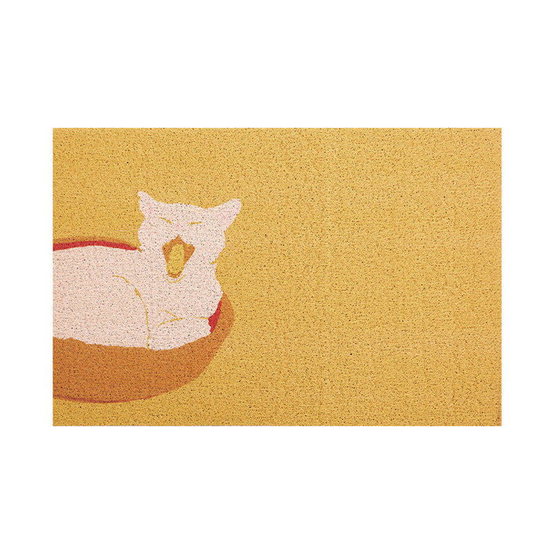 Coconut doormat with vertical striped structure and playful dog motif Stornfield