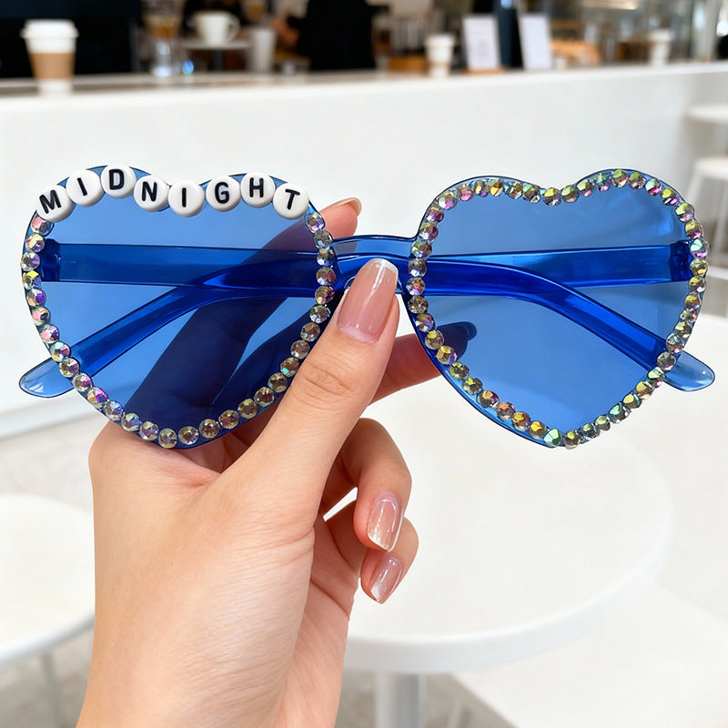 Heart-Shaped Rhinestone-Embellished Sunglasses Stornfield 1787141205