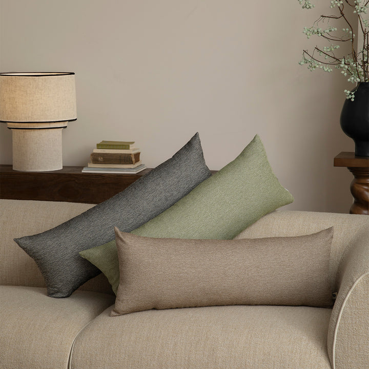 Long orthopedic lumbar support cushion in linen look