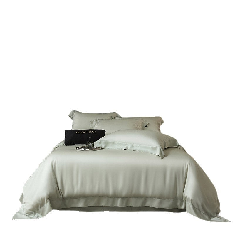 Luxurious satin bedding set with fine hemstitch decoration