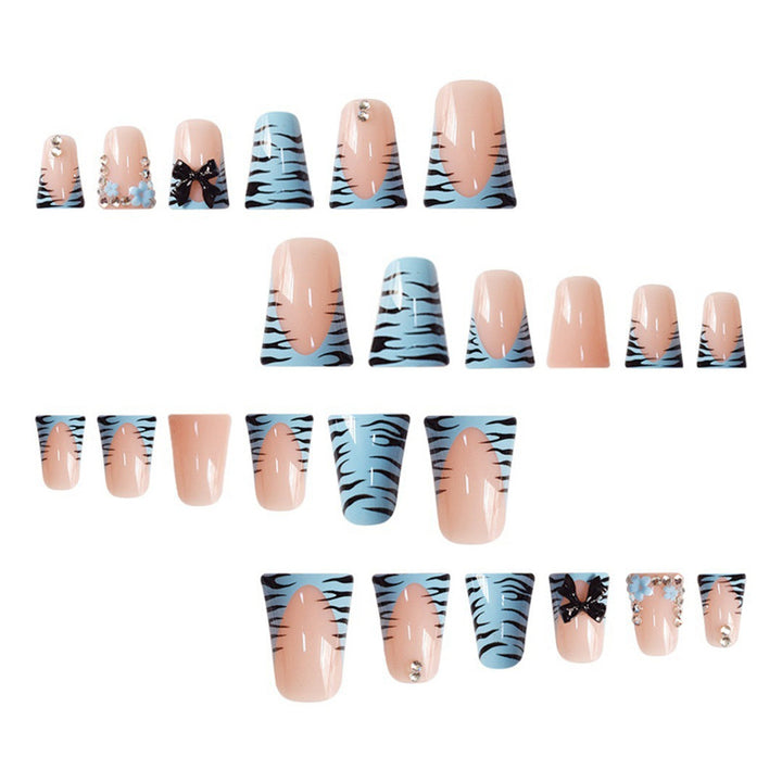 Decorative Press-On Nail Art Set with Bow and Gem Accents Stornfield
