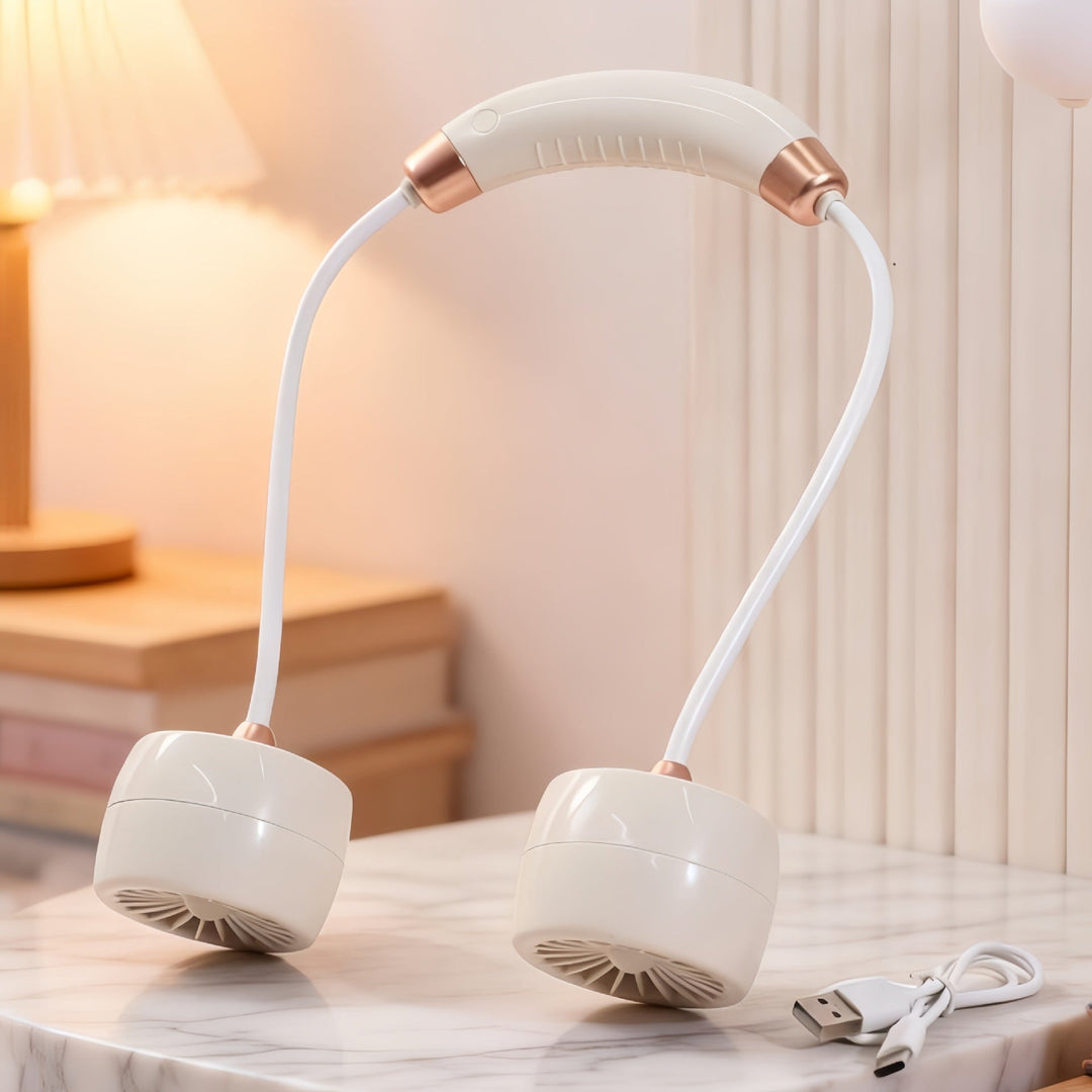 Women Portable Neck Fan with Flexible Arm and USB Connection Stornfield