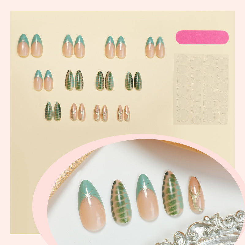 Artistic Press-On Nail Set with Unique Abstract Patterns Stornfield