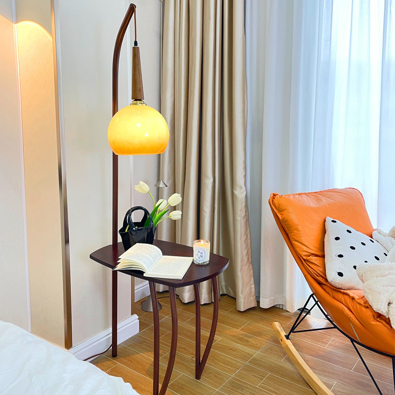Modern Minimalist Floor Lamp with Integrated Side Table
