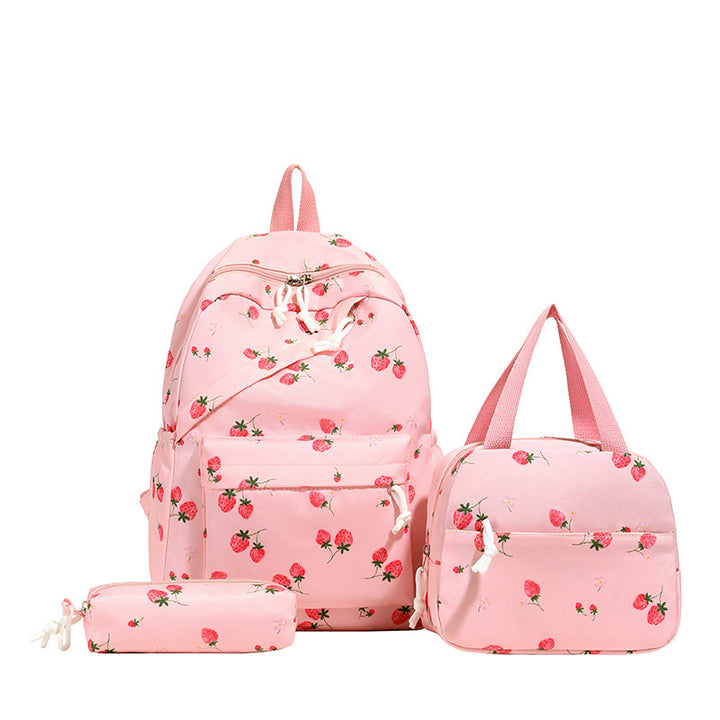 Backpack set with cheerful strawberry pattern and practical compartments Stornfield
