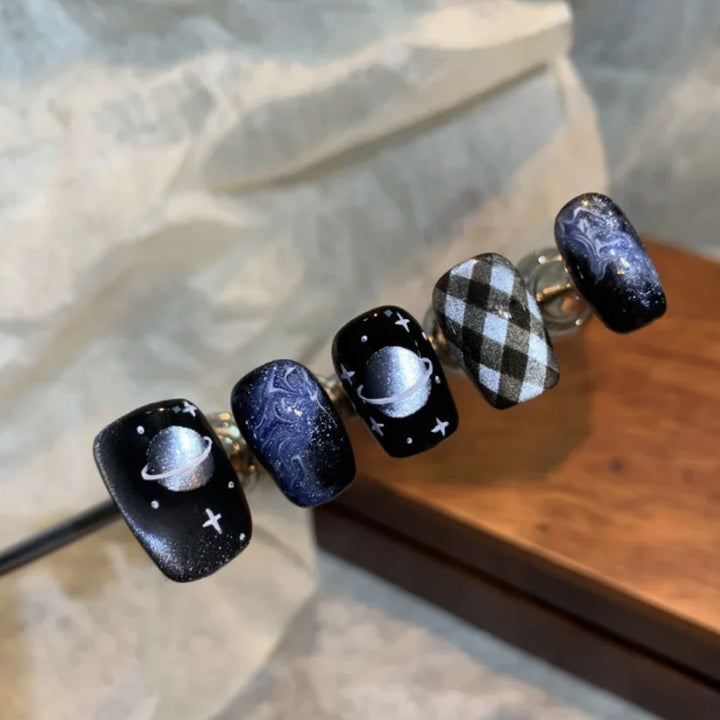 Galactic-Themed Press-On Nail Art