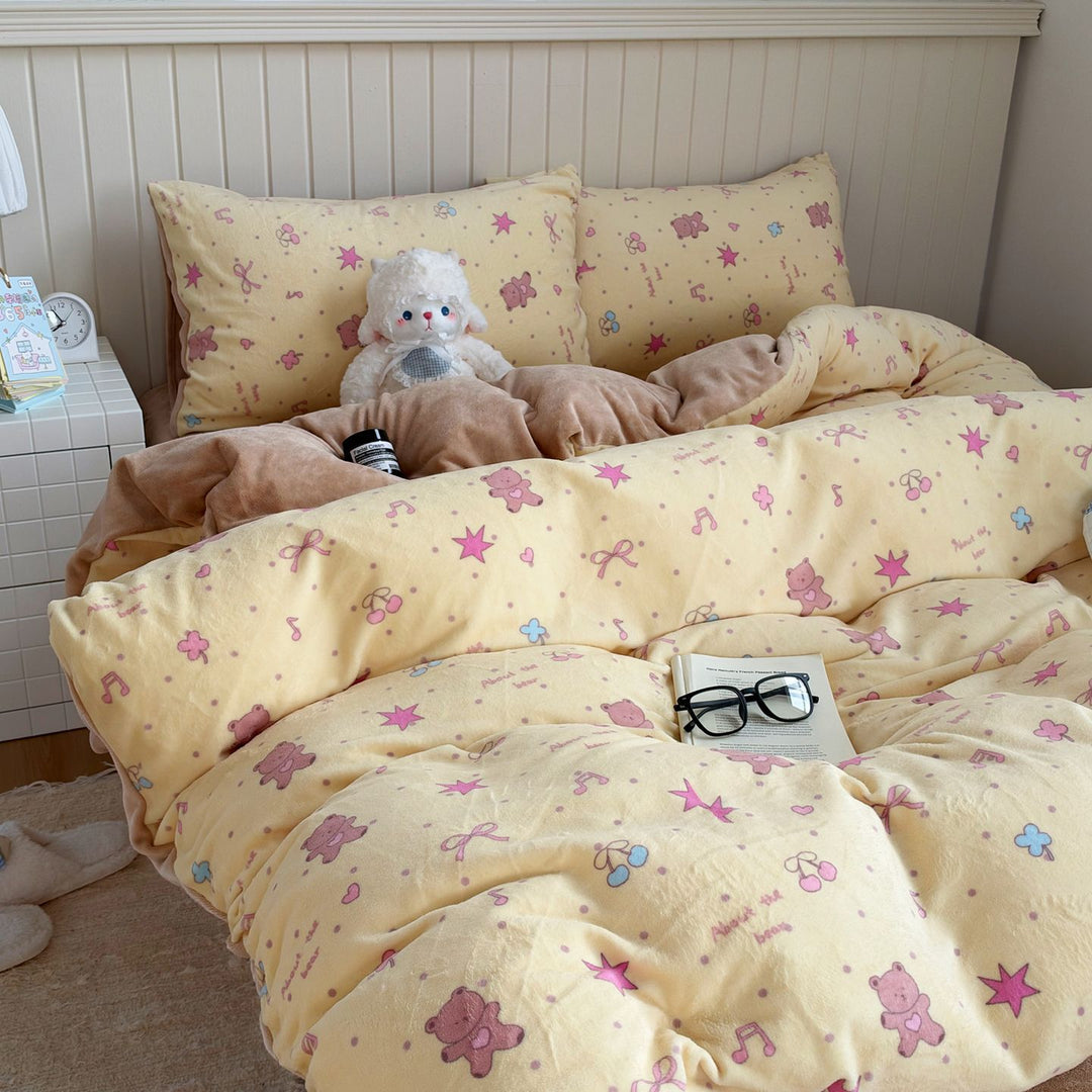 Cute Themed Fleece Bedding Set
