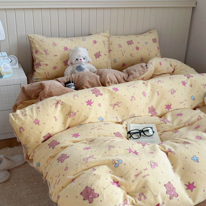 Cute Themed Fleece Bedding Set