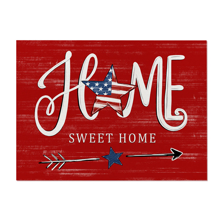Patriotic Cotton-Linen Table Placemat with Americana Star Print