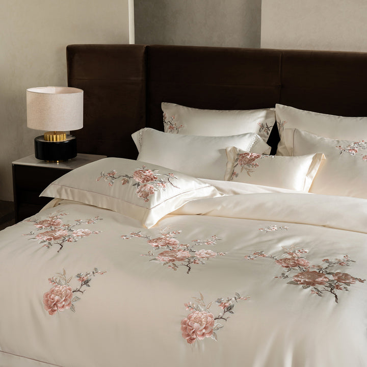 Embroidered Satin Duvet Cover Bedding Set
