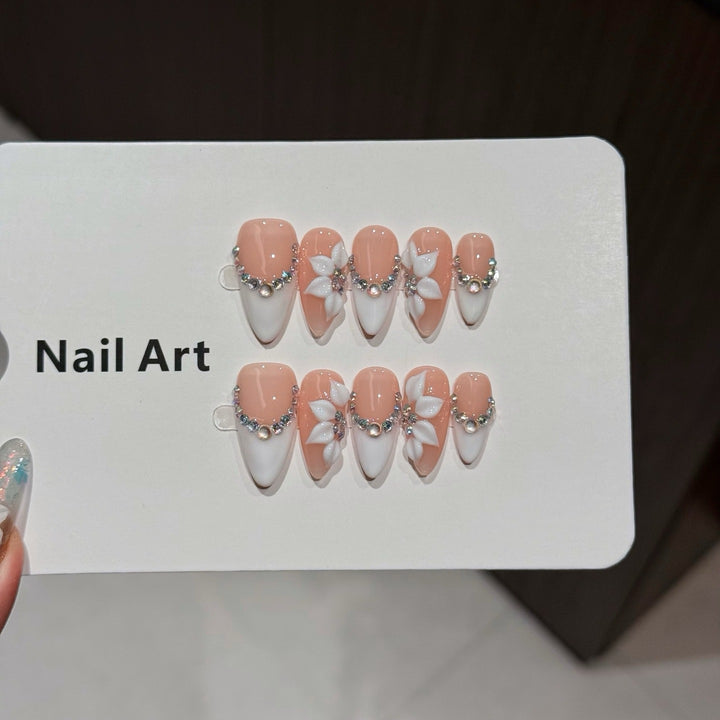 Floral Accent Press-On Nail Tips