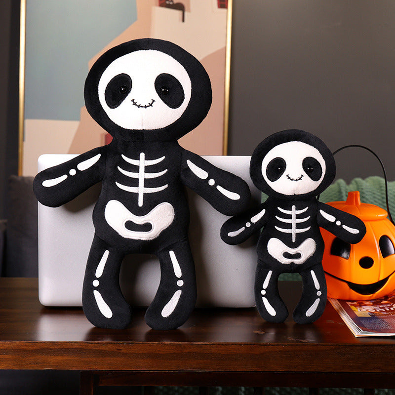 Soft Plush Skeleton Panda Sitting Cuddle Doll with Embroidered Bone Motif Stornfield