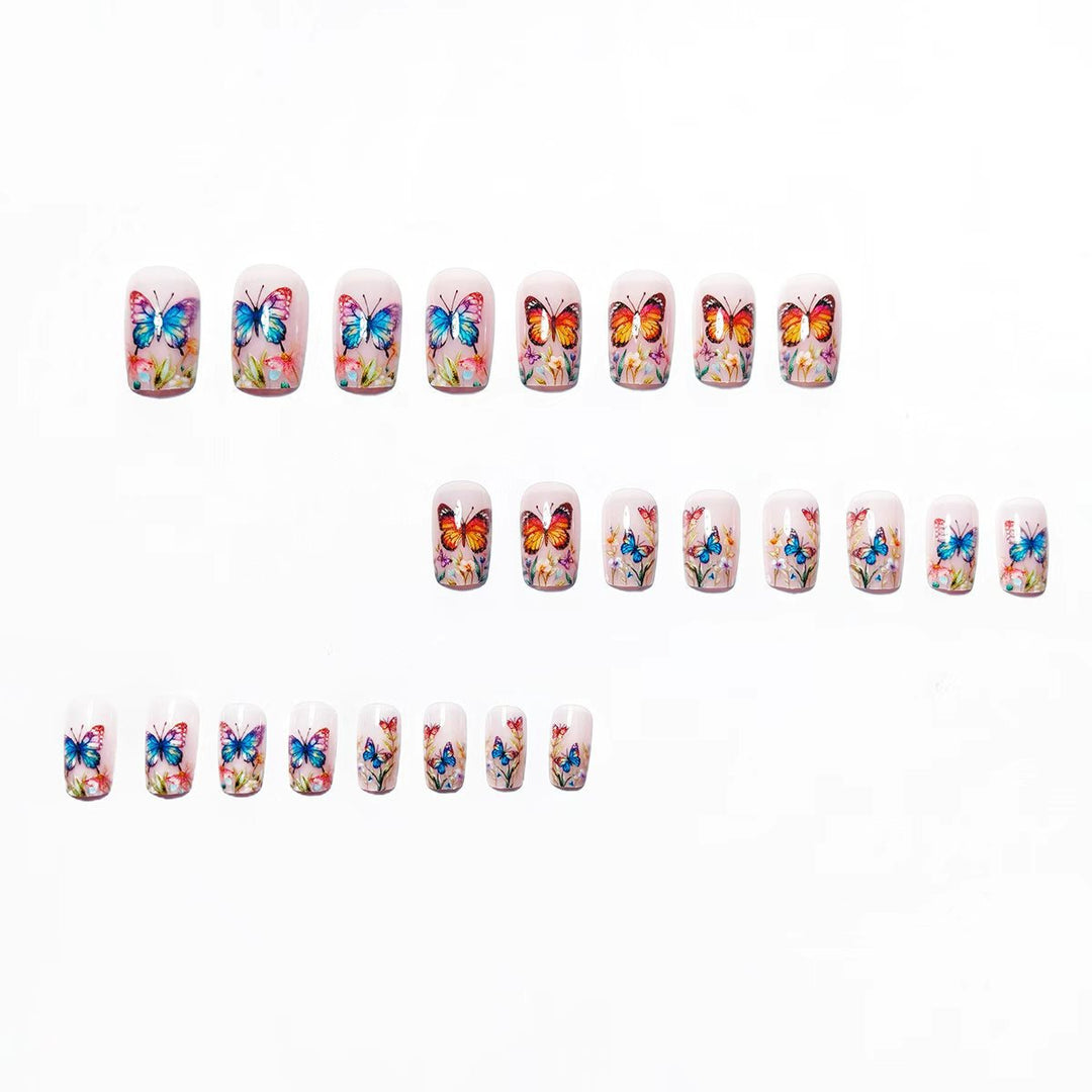Creative Art Nails with Colorful Butterfly Design Stornfield