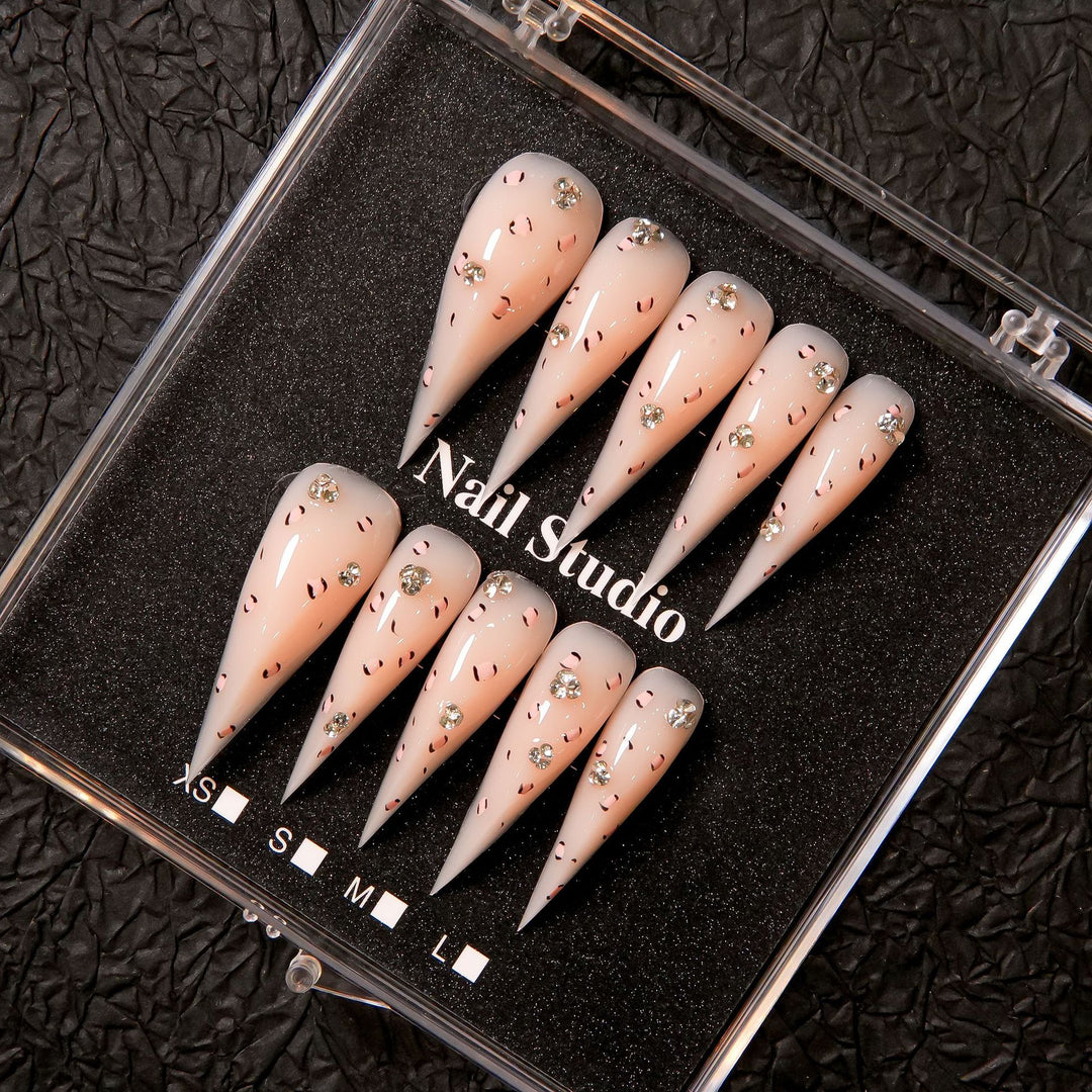 Stiletto Press-On Nail Set with Crystal Embellishments
