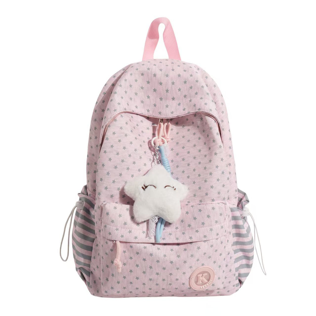 Star-Patterned Plush Backpack Stornfield