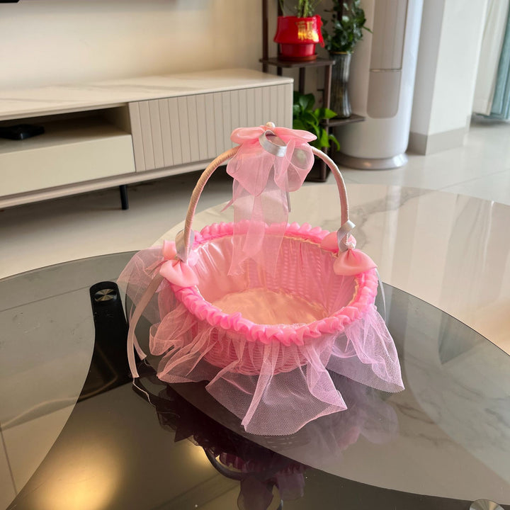 Ladies Festive Storage Basket with Tulle Decoration Stornfield
