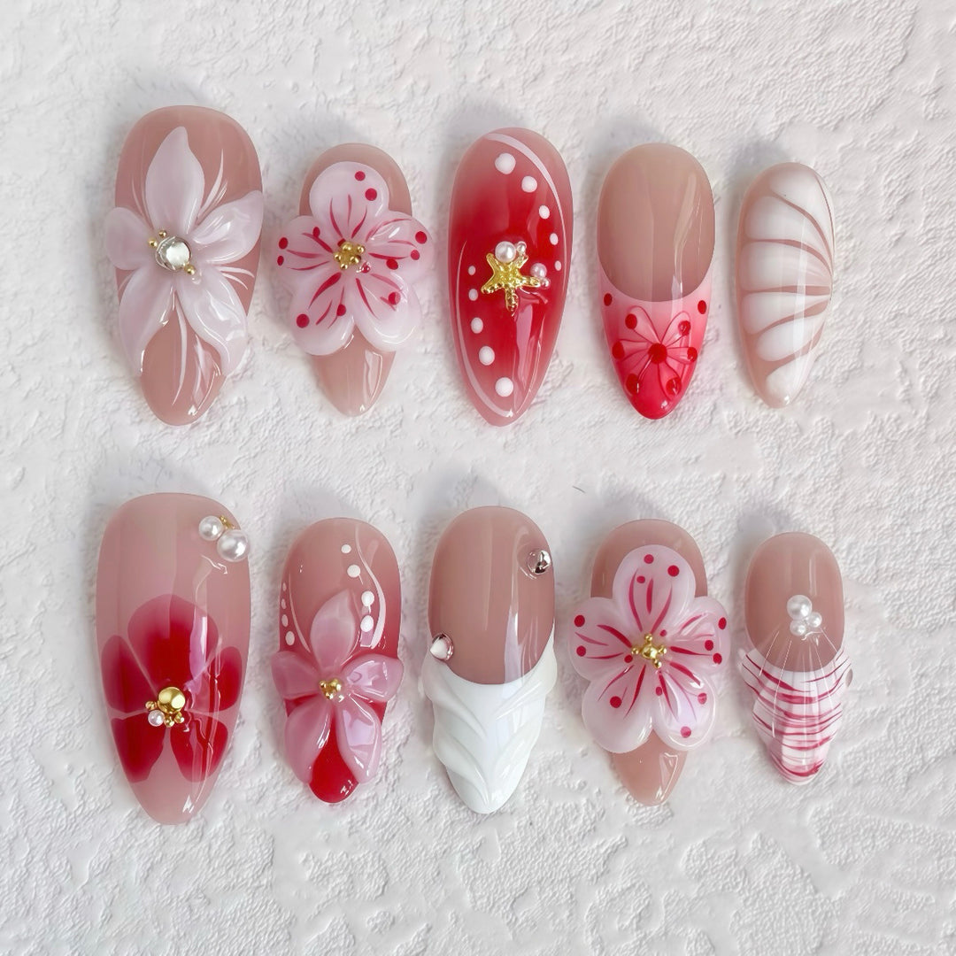 Artistic Floral-Inspired Press-On Nail Collection